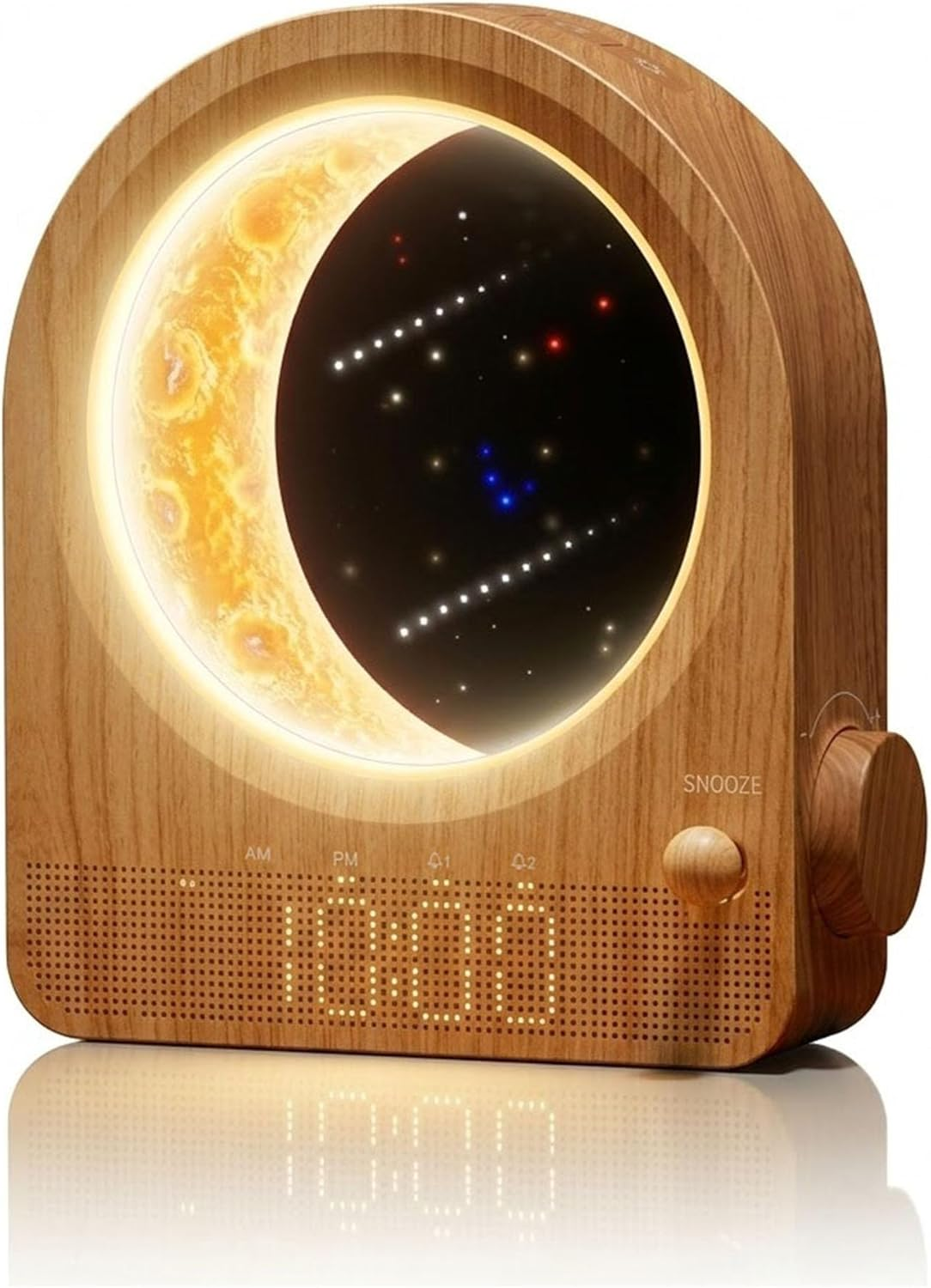 Bedroom Sunrise Alarm Clock — Stepless-Dimming Moon Lamp with Dual Alarms
