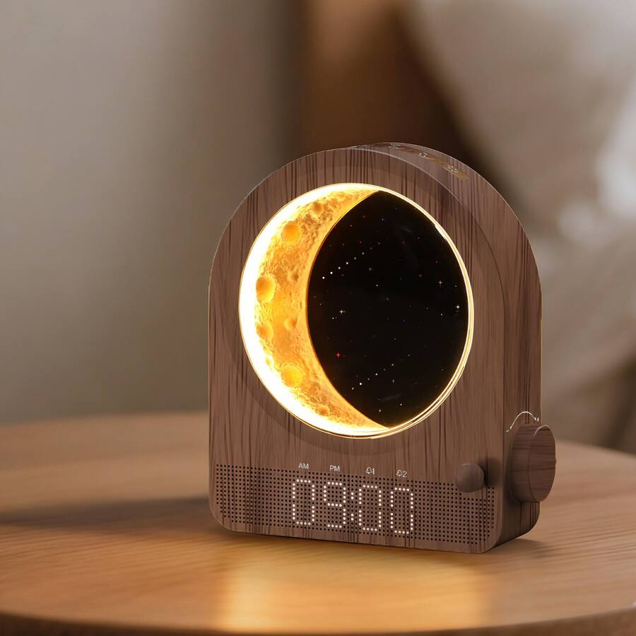 Bedroom Sunrise Alarm Clock — Stepless-Dimming Moon Lamp with Dual Alarms