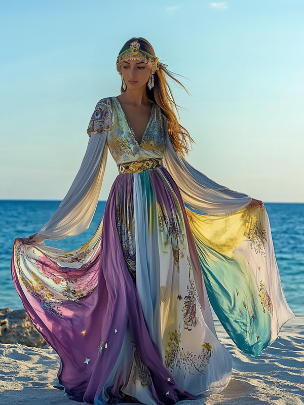 Summer vacation fashion elegant contrast color dress 026e