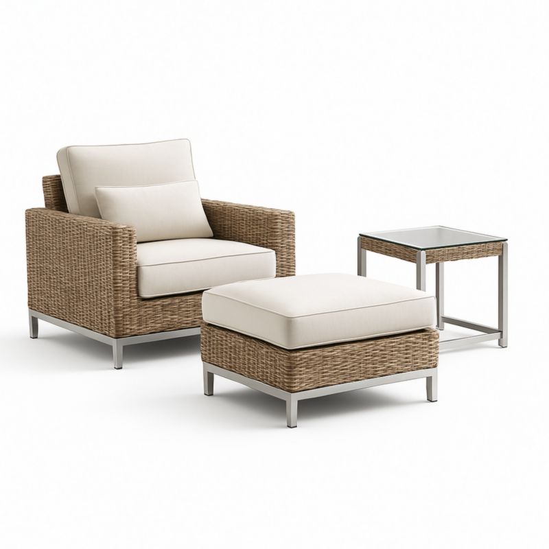 Ensemble de Mobilier Extérieur en Résine et Métal avec Coussins Beiges-Furnihavenly