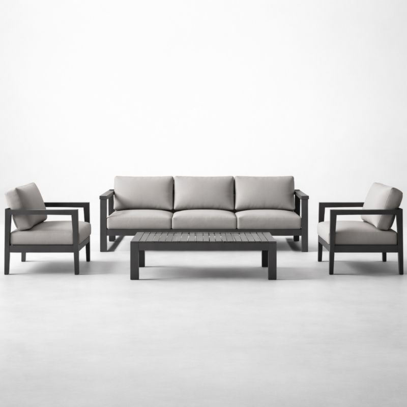 Ensemble de Salon d'Extérieur en Aluminium et Polyester Gris Clair-Furnihavenly