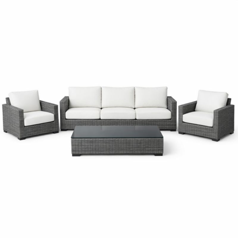 Ensemble de Salon de Jardin en Résine Avec Verre Trempé-Furnihavenly