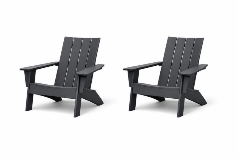 Chaises Adirondack en polyéthylène noire, ensemble de 2-Furnihavenly