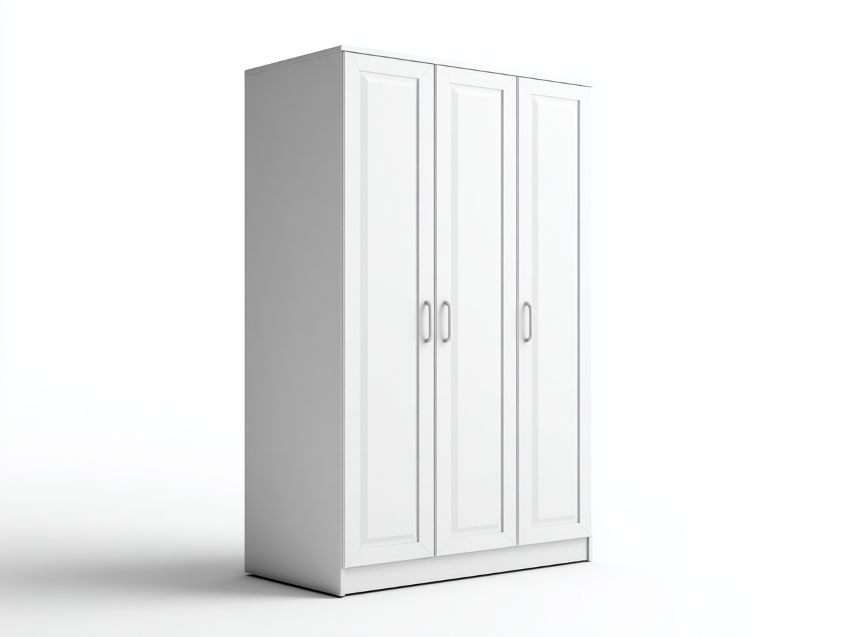 Armarios de tres puertas de madera 135x55x200 cm - blanco - diseño funcional moderno-Havenmyyard