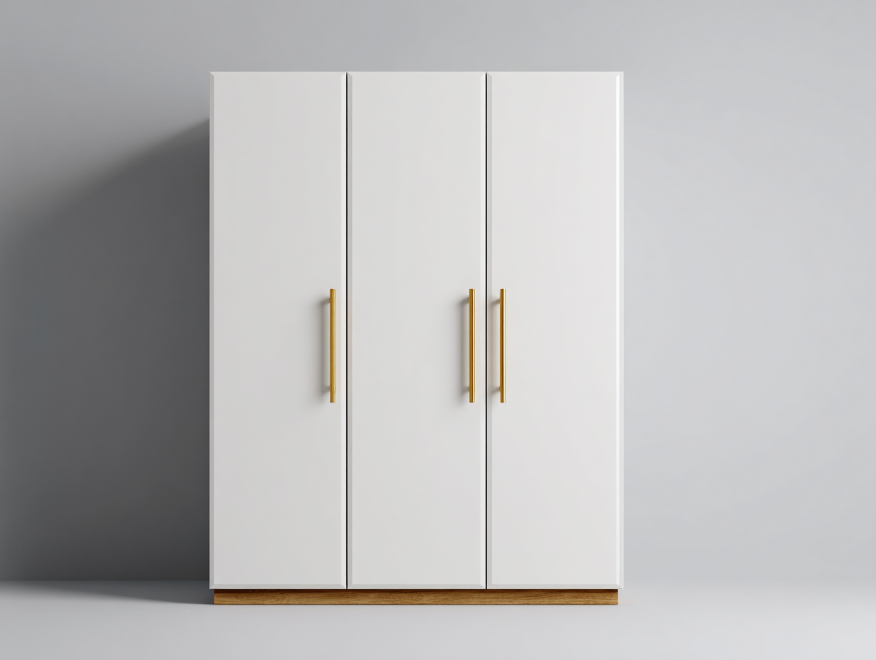 Armario de tres puertas madera 150x60x200cm blanco para dormitorio - diseño moderno-Havenmyyard