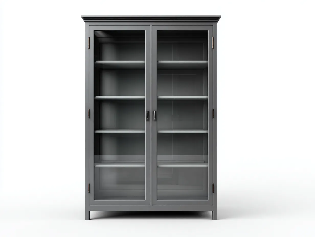 Vetrina-legno-88x41x195 cm-grigio scuro-design classico-Bamboogoyard