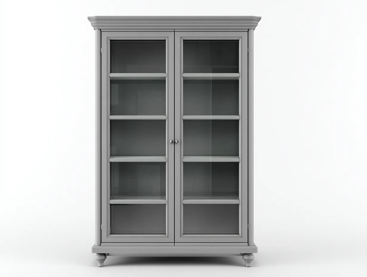 Vetrina-legno-82x38x192 cm-grigio-design classico-Bamboogoyard