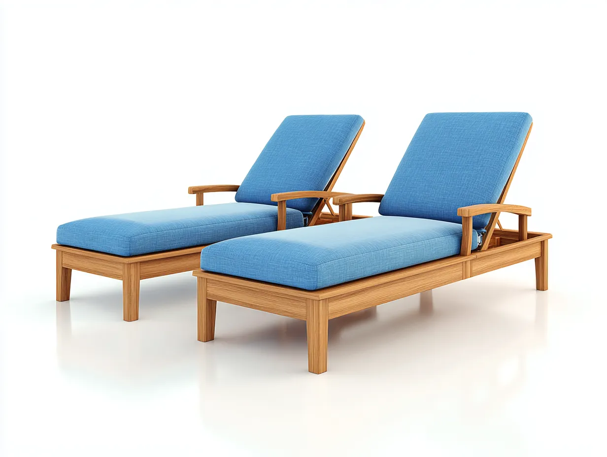Lettino prendisole - legno-tessuto - 200x70x85 cm - Blu-Naturale - stile moderno-Bamboogoyard
