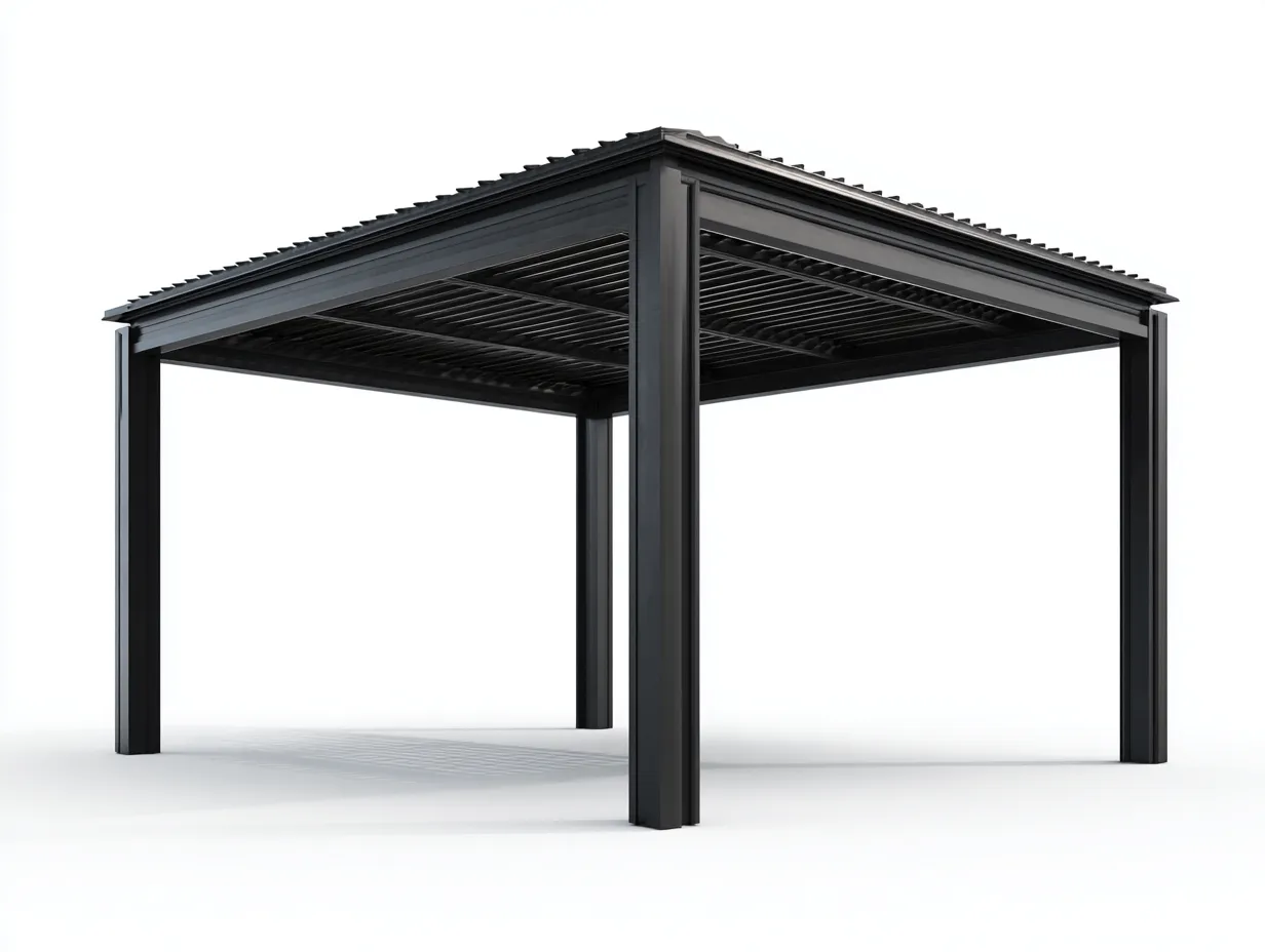 Pergola da giardino-alluminio-300x300x240 cm-nero-stile moderno-Bamboogoyard