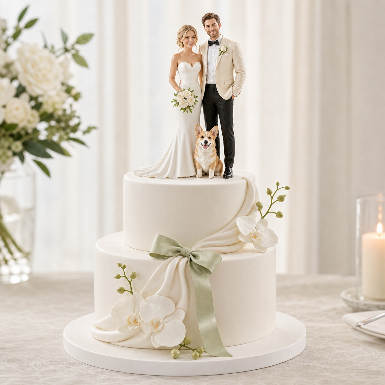Personalized Wedding Cake Topper Figurine from One Photo | Custom Bride & Groom 3D Keepsake