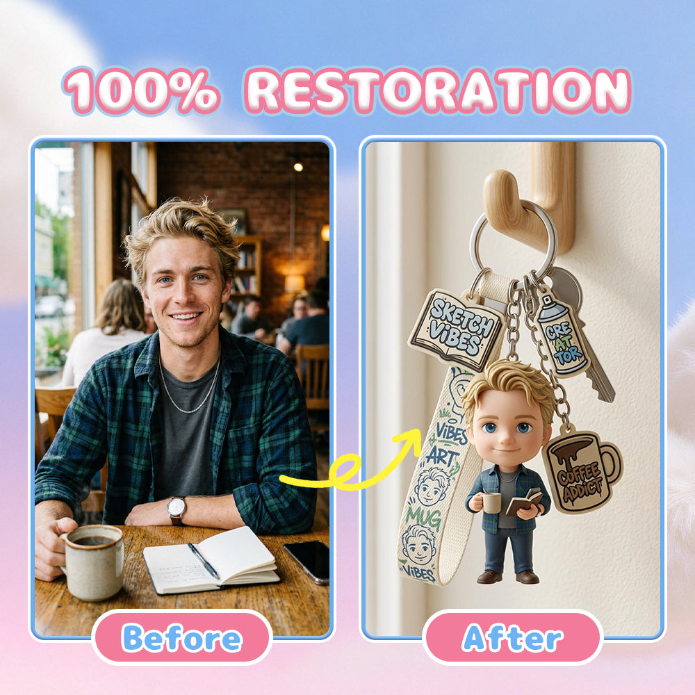 Custom 3D Figure Keychain - Personalized Bag Charm from Photo