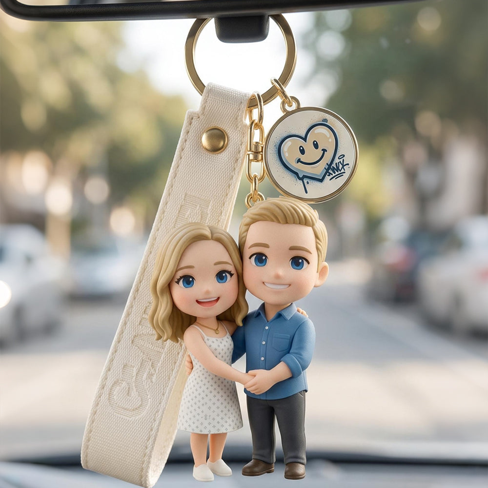 Custom 3D Keychain Figure from Your Photo Personalized Mini Doll Christmas Gift for Couples Family Friends
