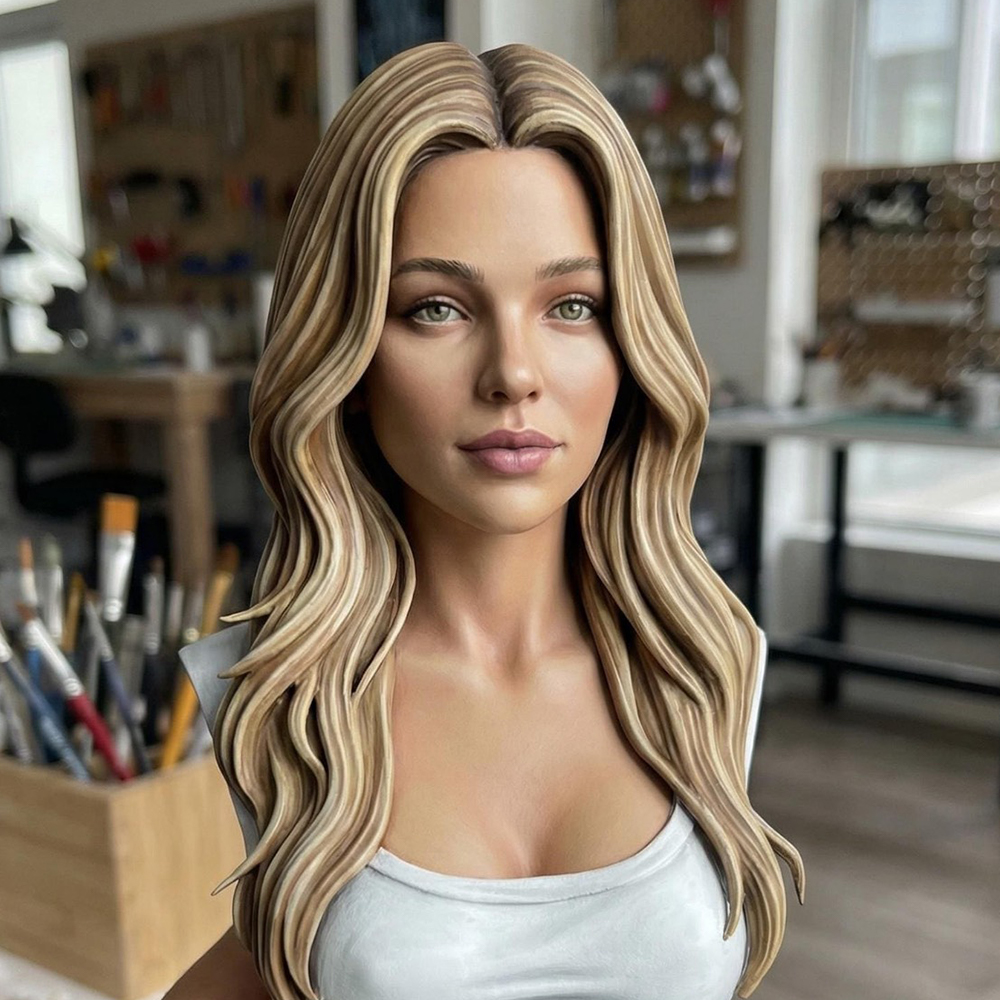 3D colored bust statue