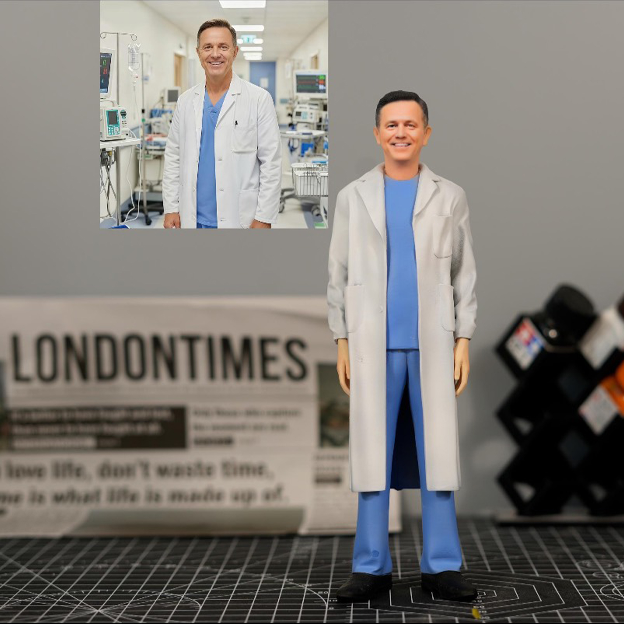 Custom 3D selfie figurine displayed as a personalized gift