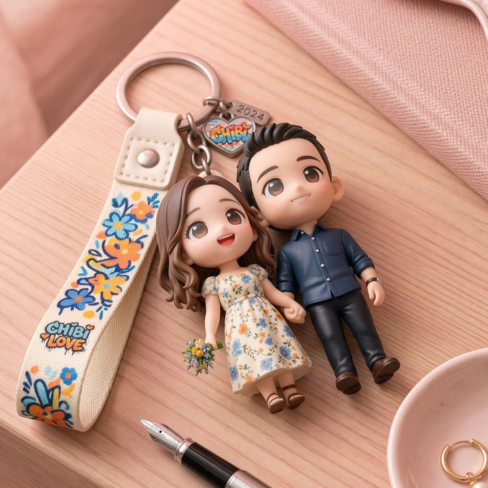 Custom 3D Keychain Figure from Your Photo Personalized Mini Doll Christmas Gift for Couples Family Friends