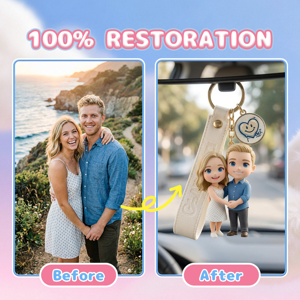Custom 3D Keychain Figure from Your Photo Personalized Mini Doll Christmas Gift for Couples Family Friends
