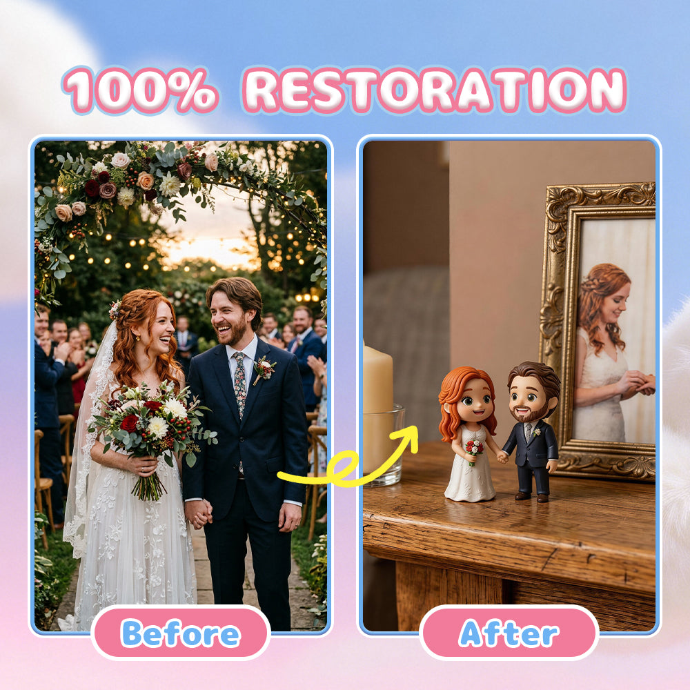 Custom 3D Couple Figurine - Wedding Cake Topper & Anniversary Gift