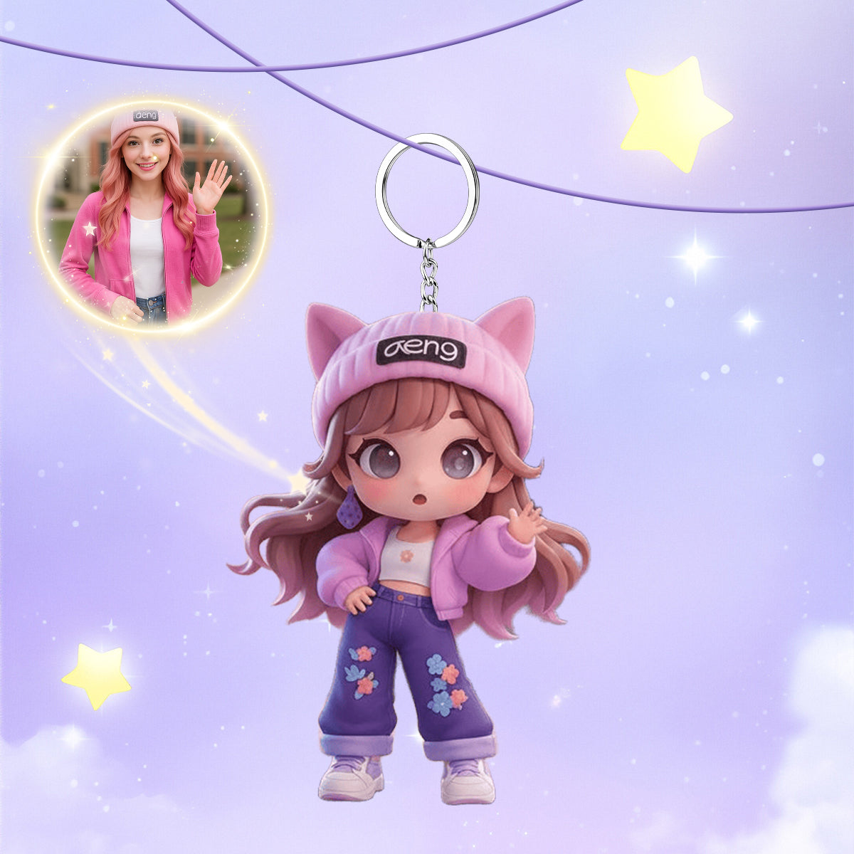 Custom 3D Figure Keychain - Personalized Bag Charm from Photo