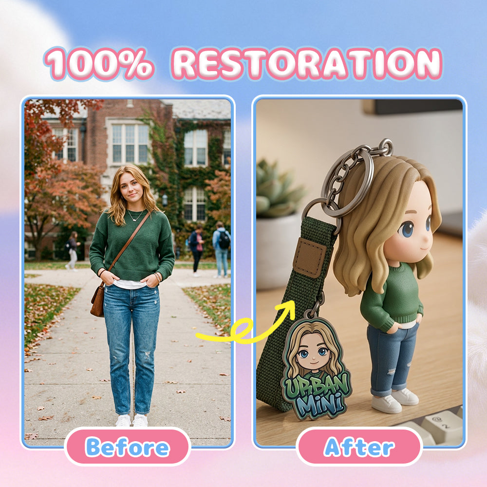 Custom 3D Figure Keychain - Personalized Bag Charm from Photo