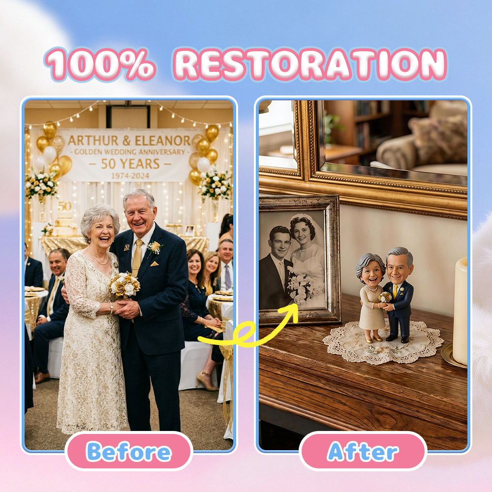 Custom 3D Couple Figurine - Wedding Cake Topper & Anniversary Gift