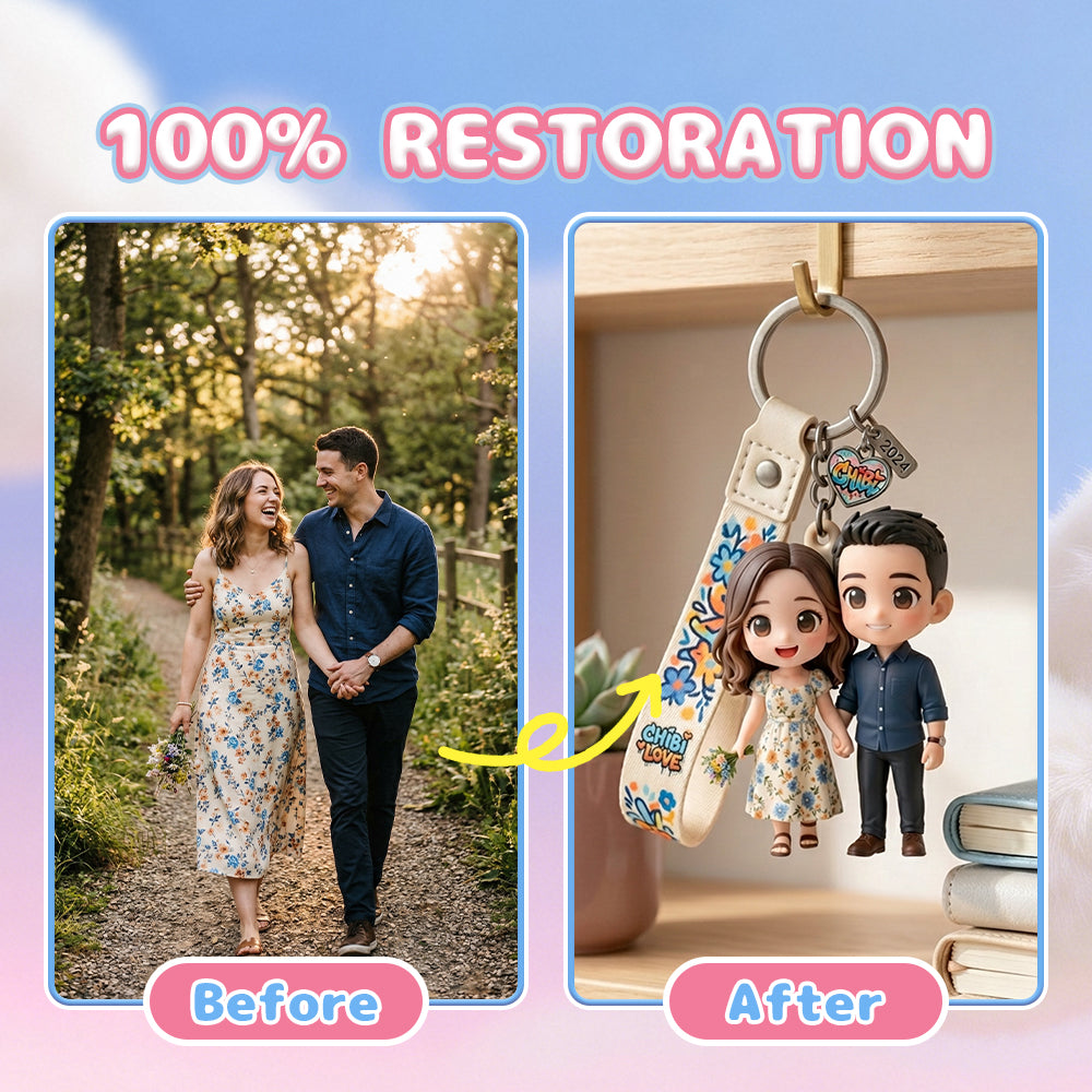 Custom 3D Keychain Figure from Your Photo Personalized Mini Doll Christmas Gift for Couples Family Friends