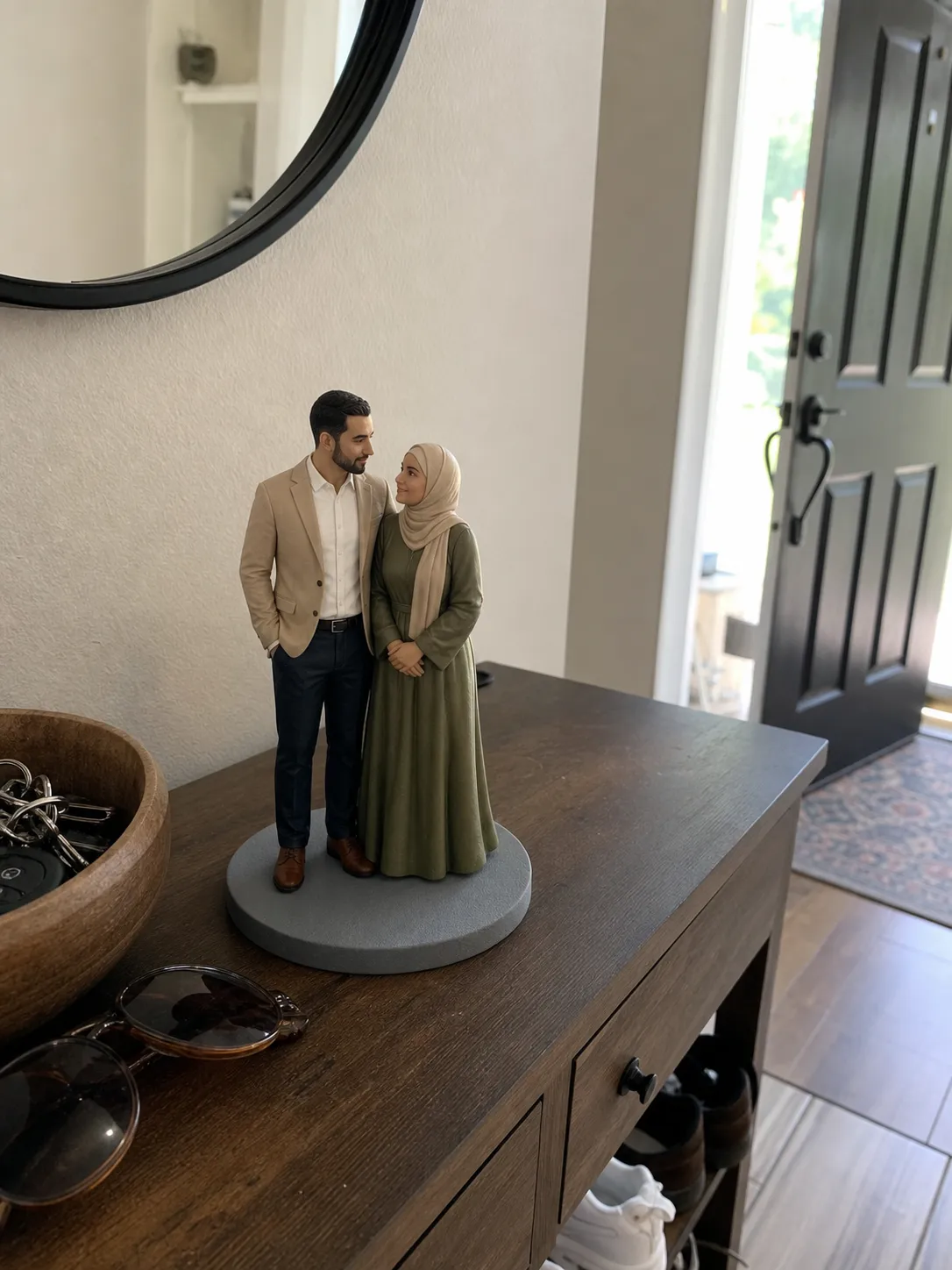 Bride and groom wedding keepsake figurine portrait angle