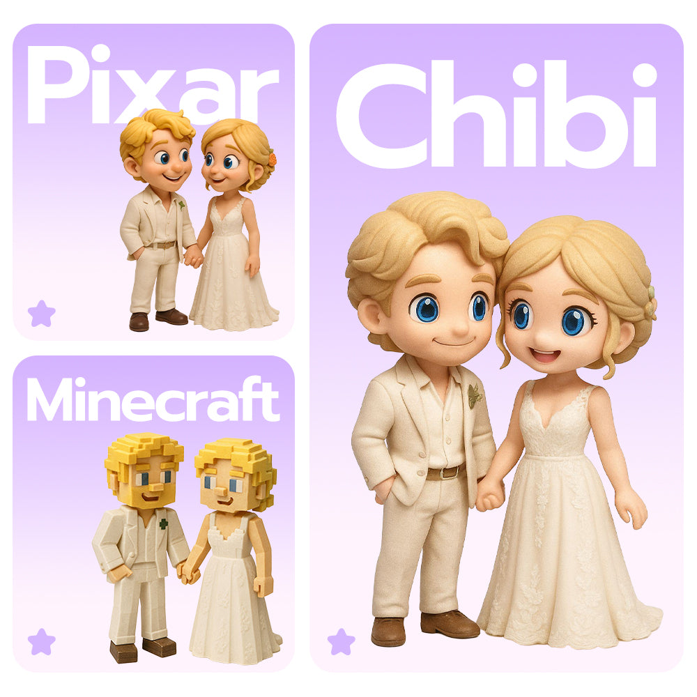 Custom 3D Couple Figurine - Wedding Cake Topper & Anniversary Gift