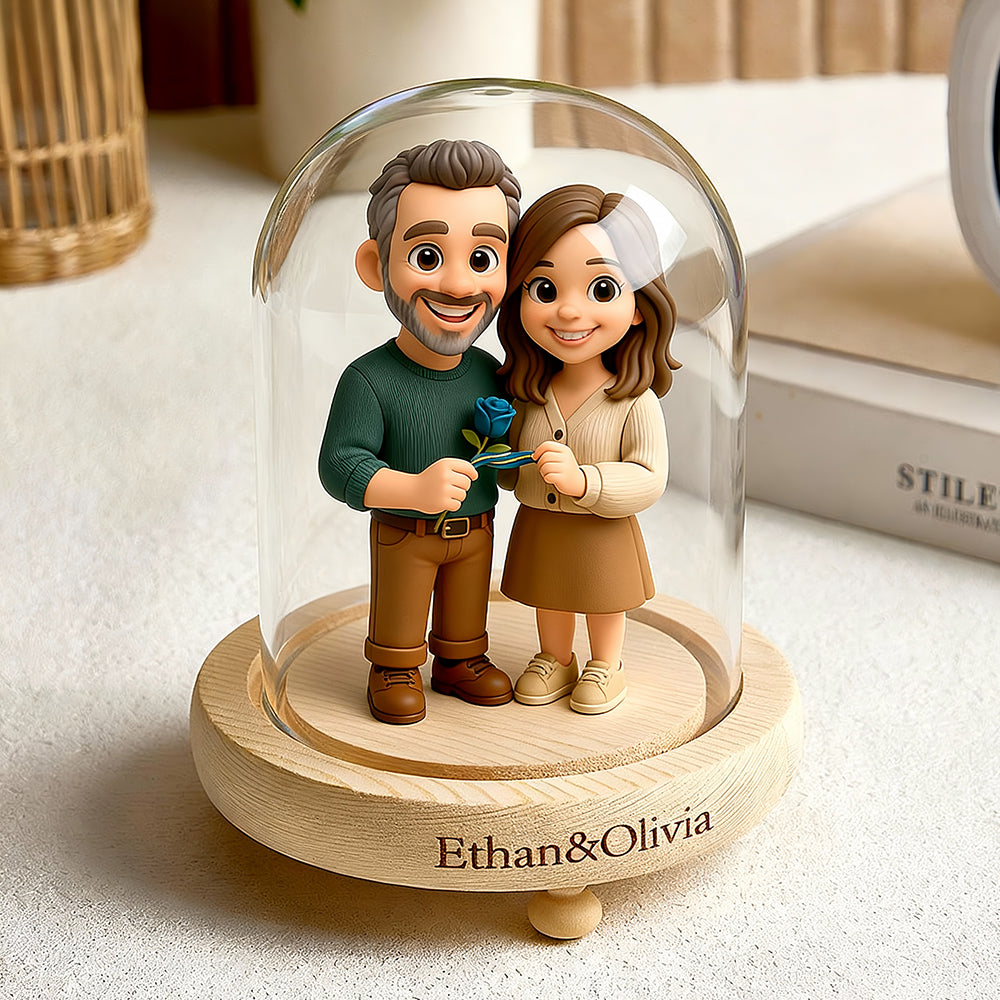 Custom Couple 3D Night Lamp - Romantic Glass Dome Gift