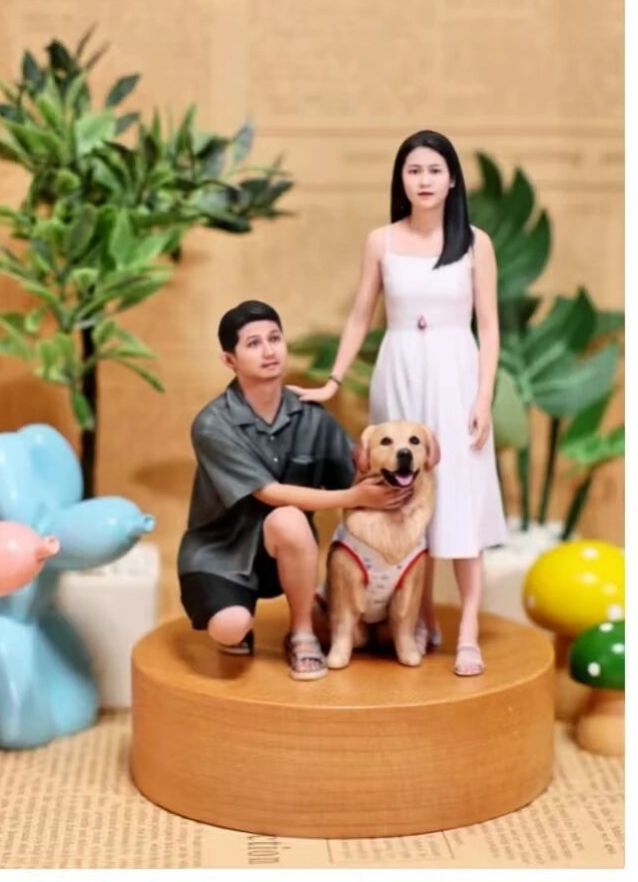 Custom pet memorial figurine made from a photo