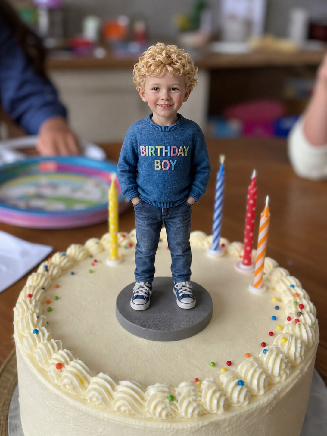 Personalized birthday cake topper for children made from a photo