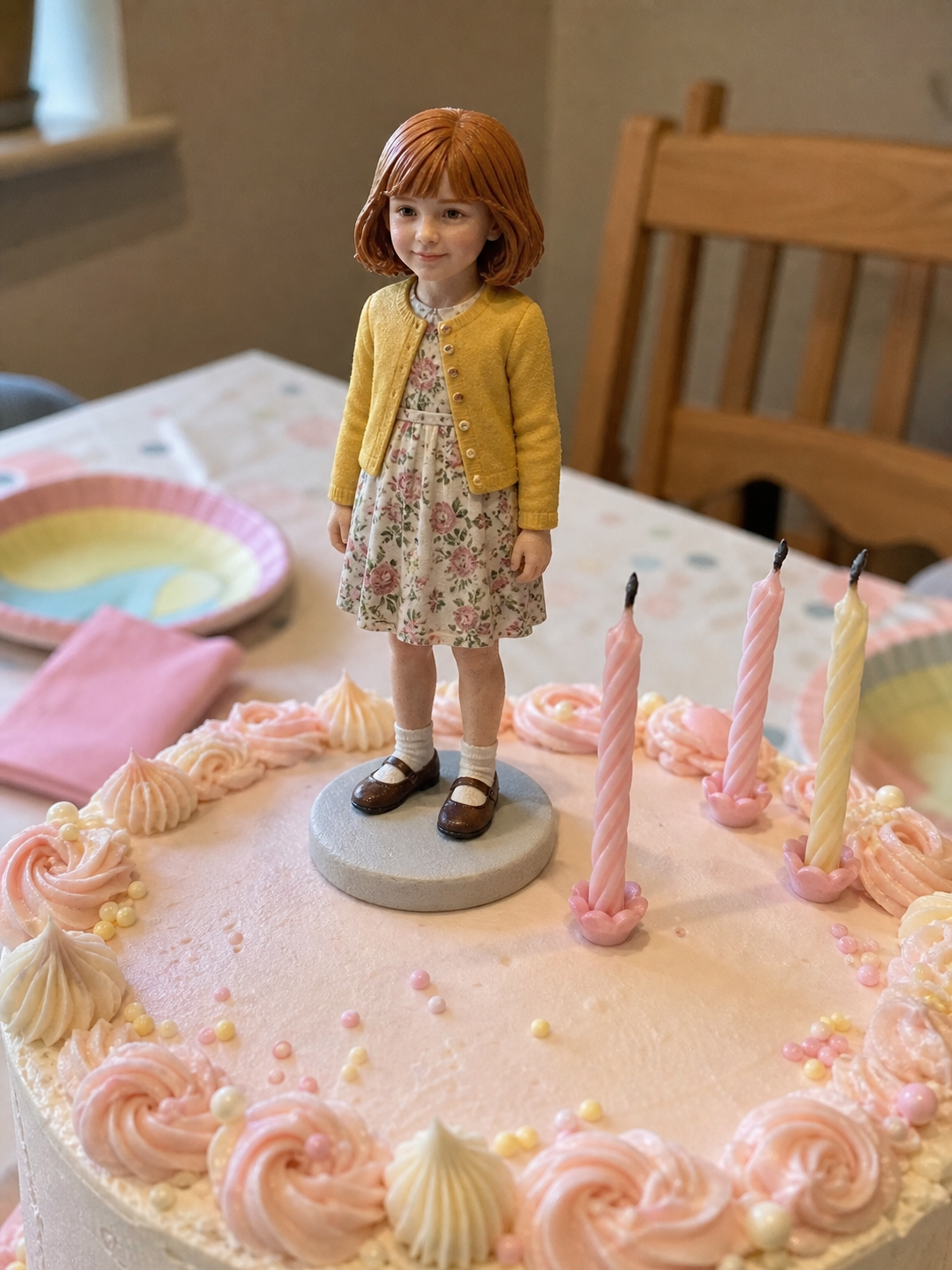 Personalized birthday cake topper for children made from a photo