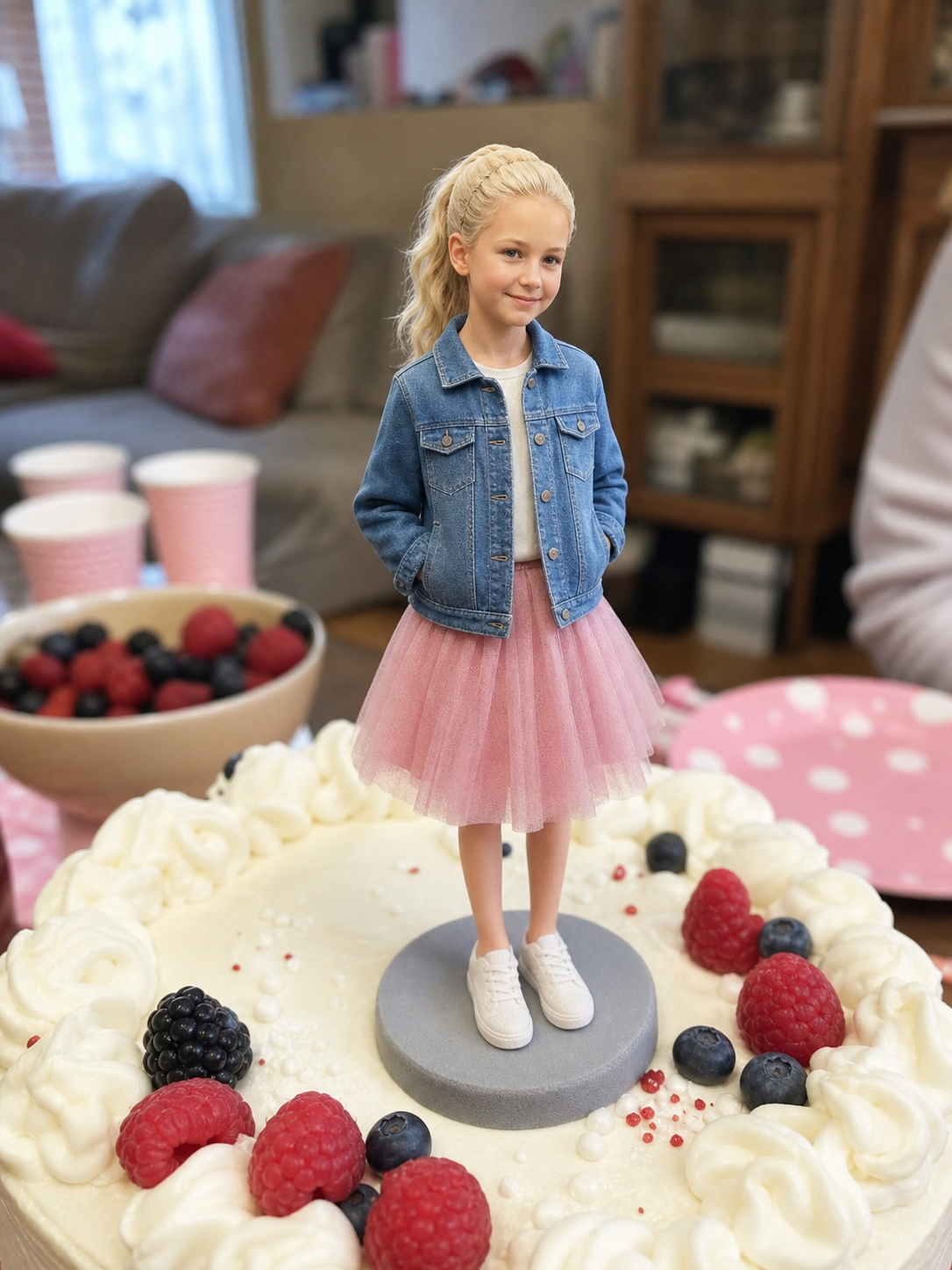 Personalized birthday cake topper for children made from a photo