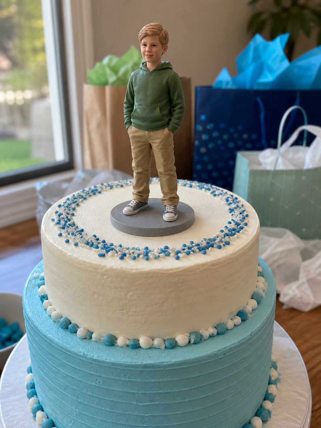 Personalized birthday cake topper for children made from a photo