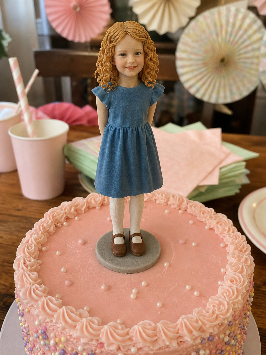 Personalized birthday cake topper for children made from a photo
