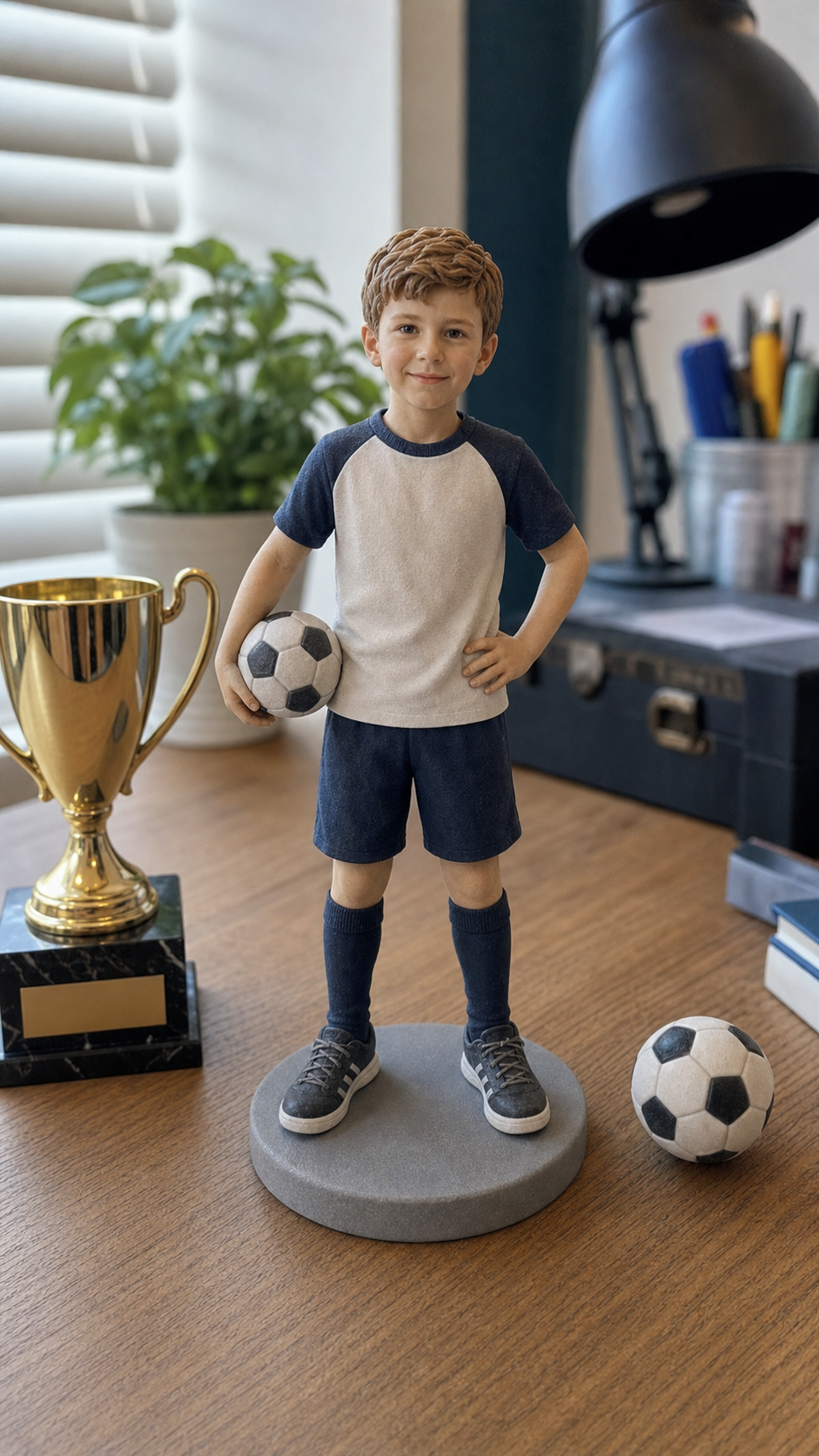 Custom child figurine display keepsake for family shelf or gift box