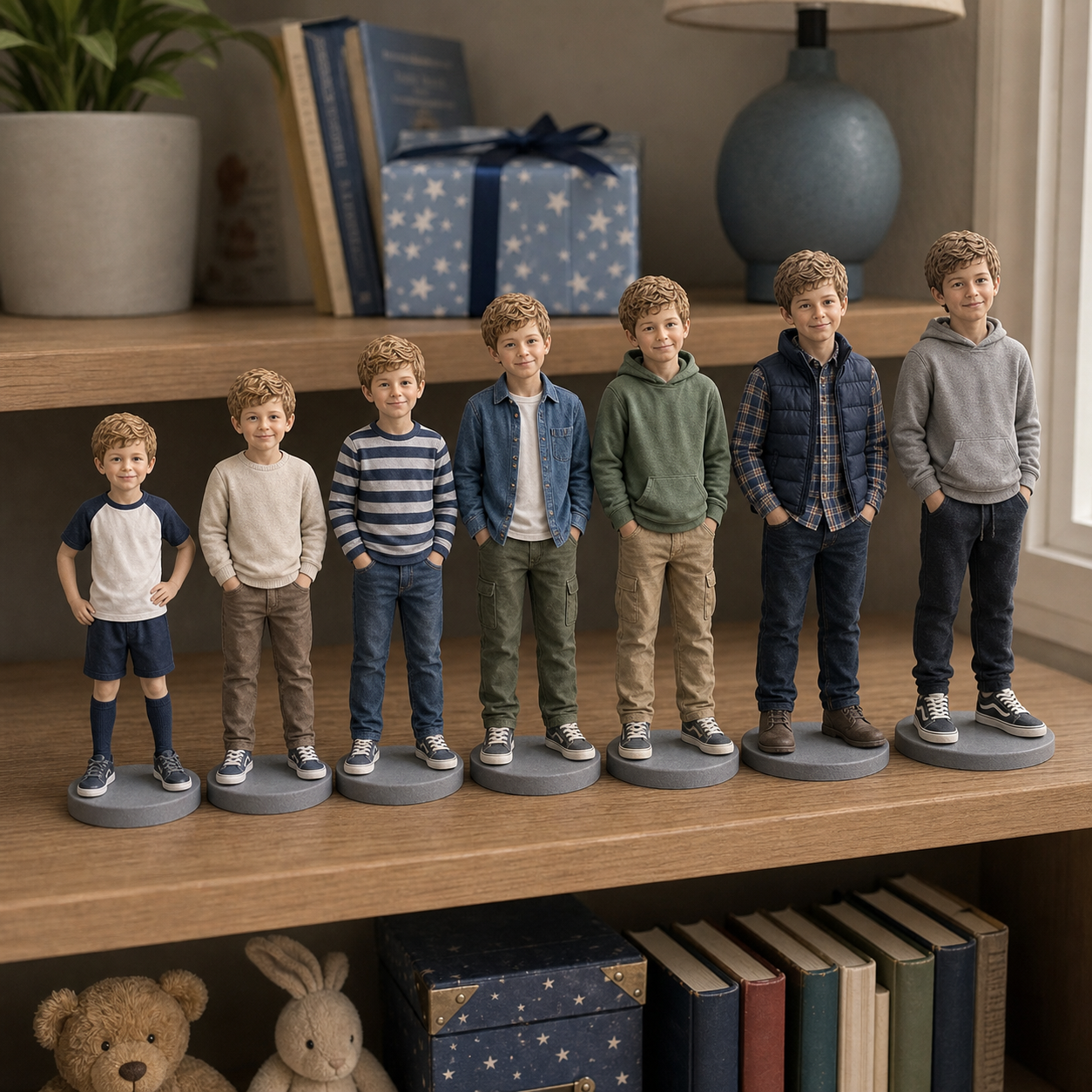 Custom child figurine from photo as a kids growth keepsake series