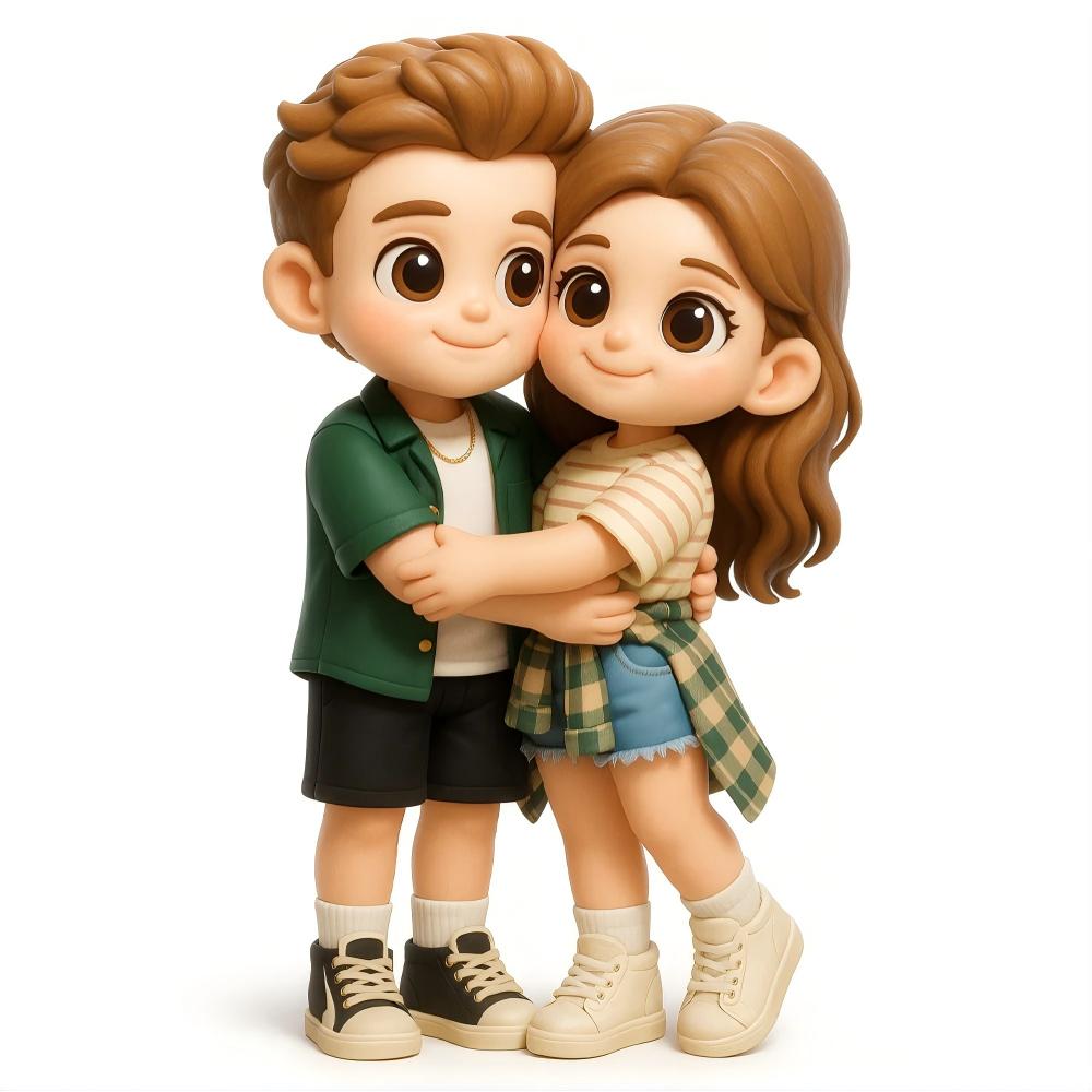 Custom 3D Figurine with Engraved Wood Base - Home Decor & Anniversary Keepsake Gift