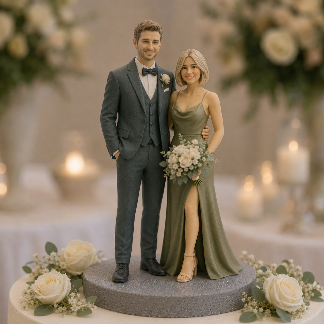 Custom bride and groom figurine for wedding cake display