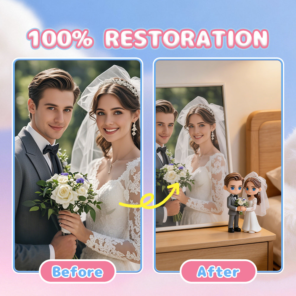 Custom 3D Couple Figurine - Wedding Cake Topper & Anniversary Gift