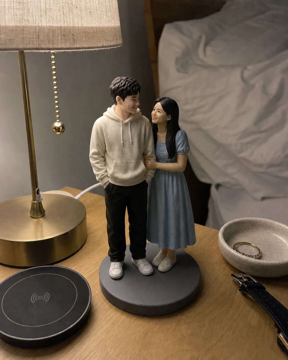 Personalized bride and groom topper figurine presentation-ready view