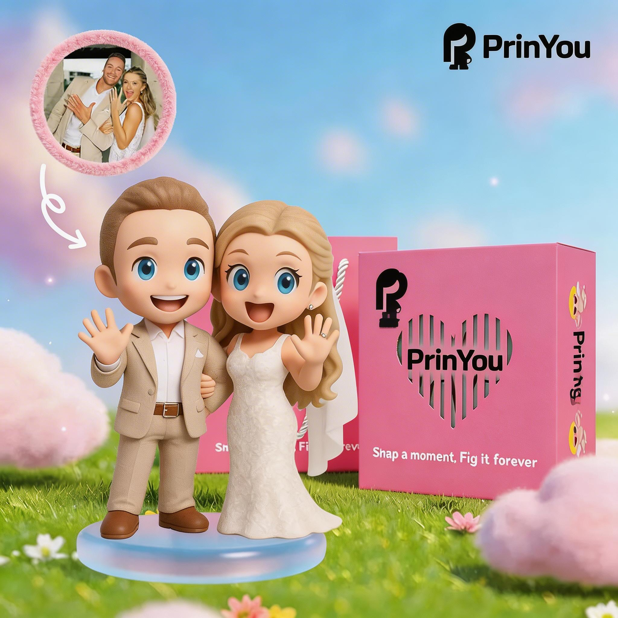 Custom 3D Couple Figurine - Wedding Cake Topper & Anniversary Gift