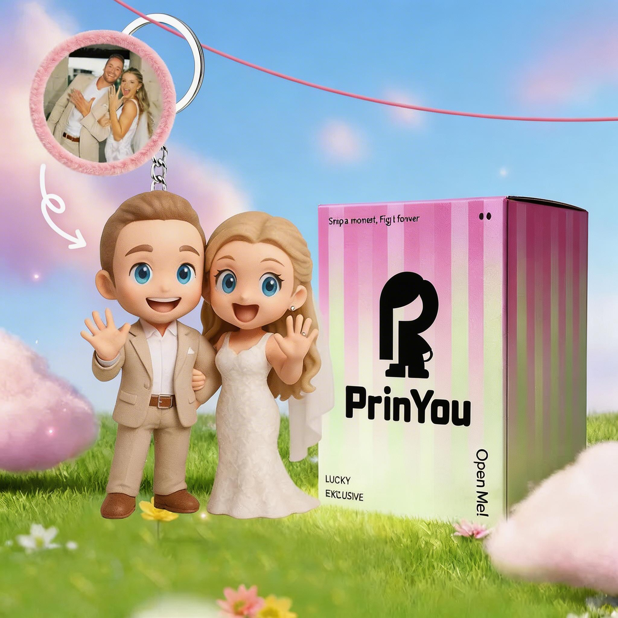 Custom 3D Keychain Figure from Your Photo Personalized Mini Doll Christmas Gift for Couples Family Friends