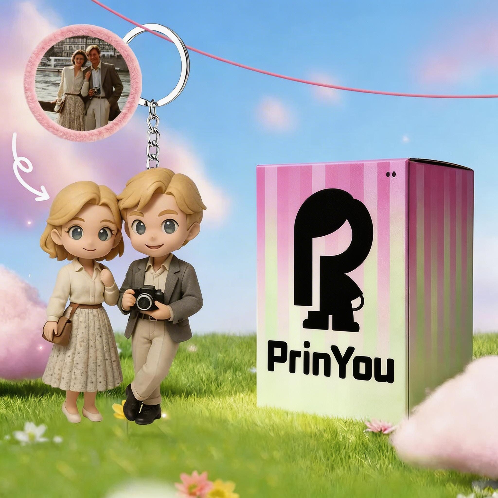 Custom 3D Keychain Figure from Your Photo Personalized Mini Doll Christmas Gift for Couples Family Friends
