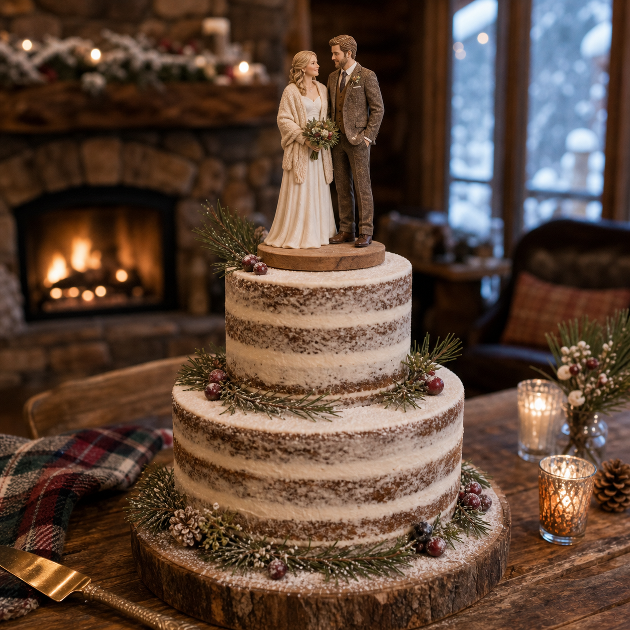 Personalized wedding cake topper figurine front view