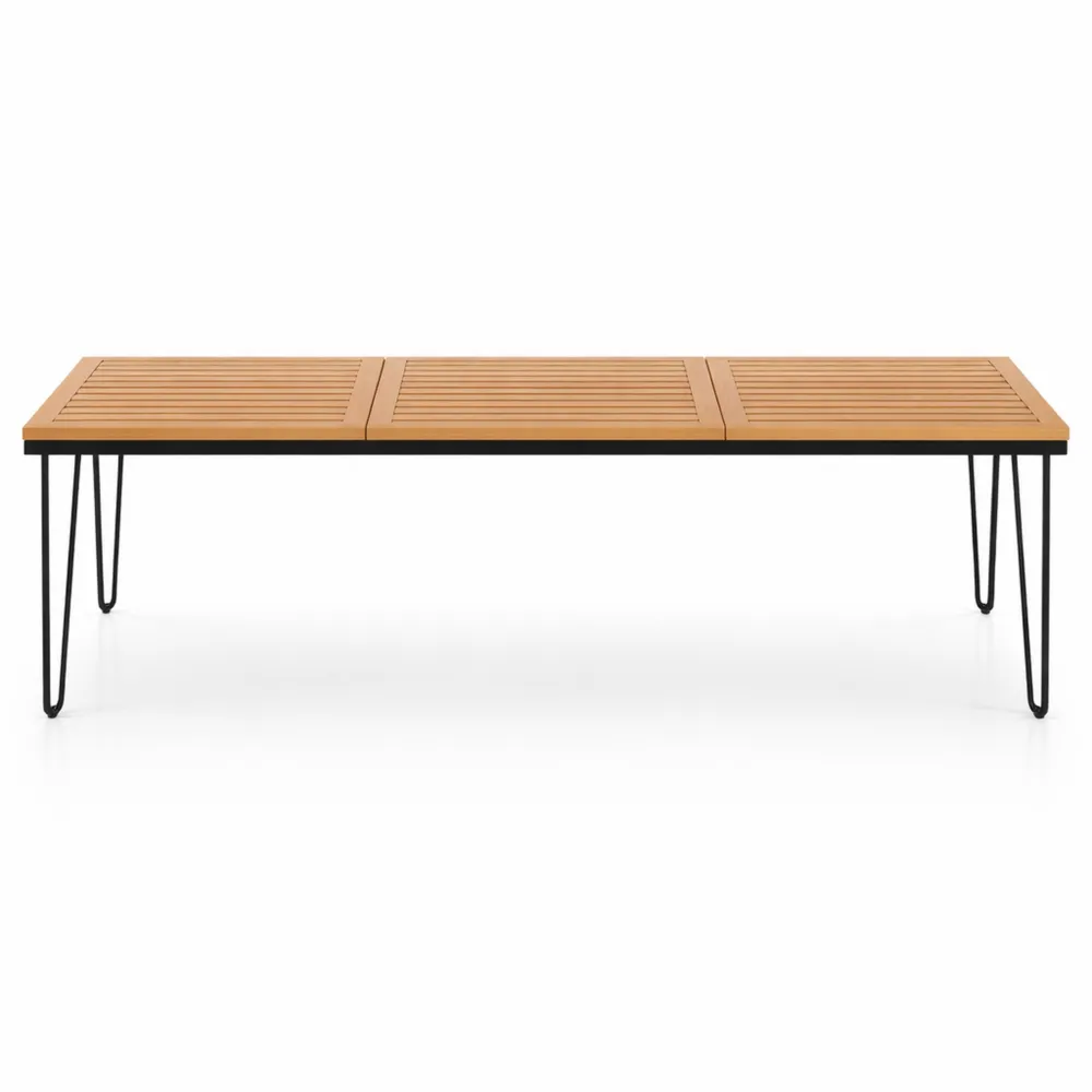 Table de jardin en bois d'acacia pour 8 personnes avec trou pour parasol