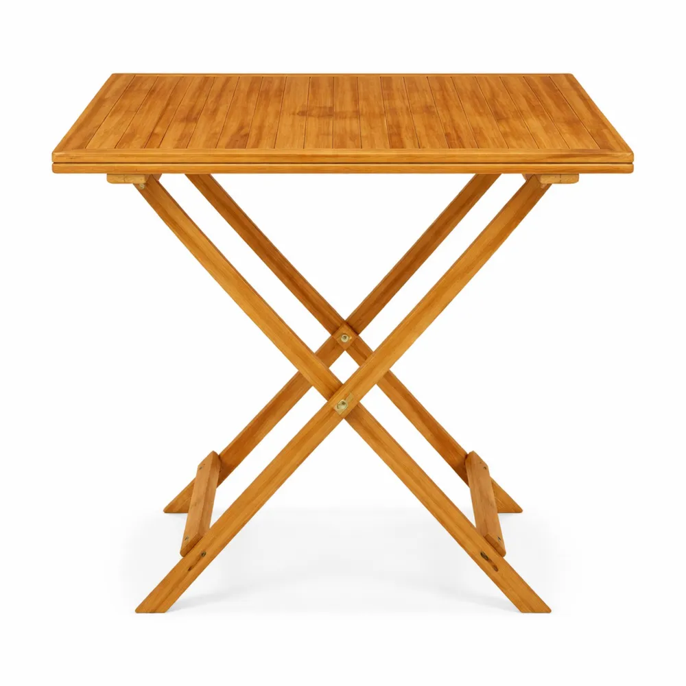 Table d'appoint carrée pliante en acacia pour extérieur
