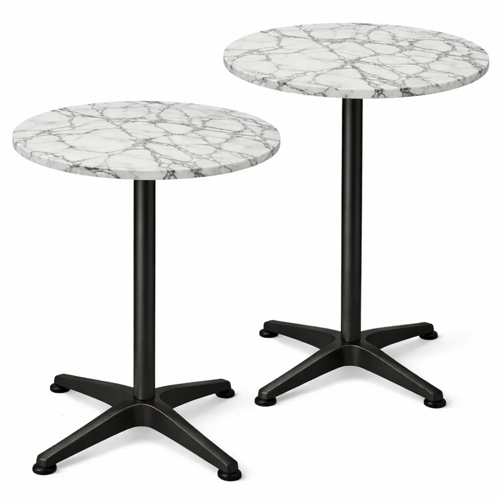 Table ronde ajustable intérieur/extérieur en aluminium