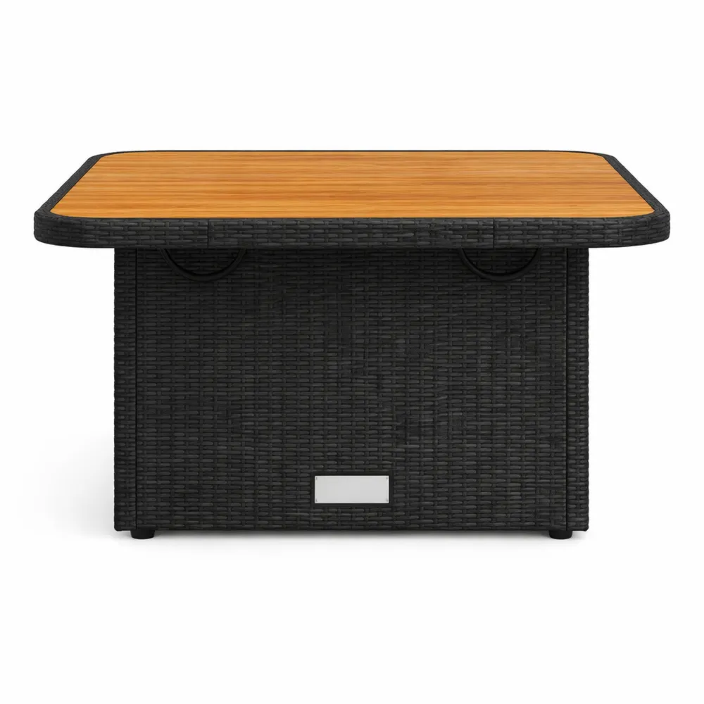 Table carrée extérieure en résine tressée et bois d'acacia