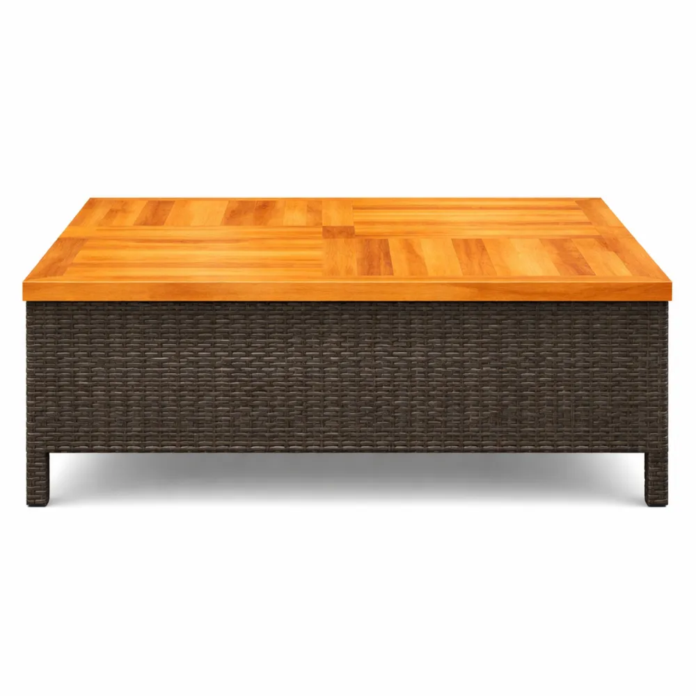 Table Basse Extérieure en Résine Tressée et Acacia