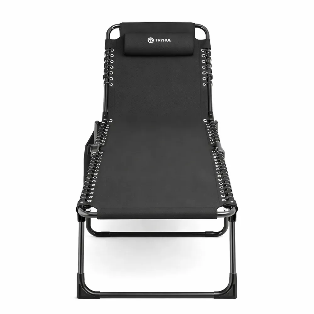 Chaise Longue Réglable Extérieure avec Appui-tête et Poche
